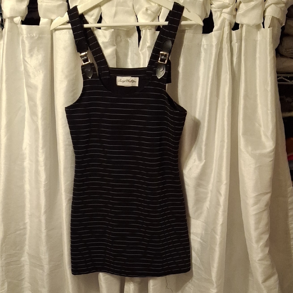Elegant Black Striped Women's Dress Small